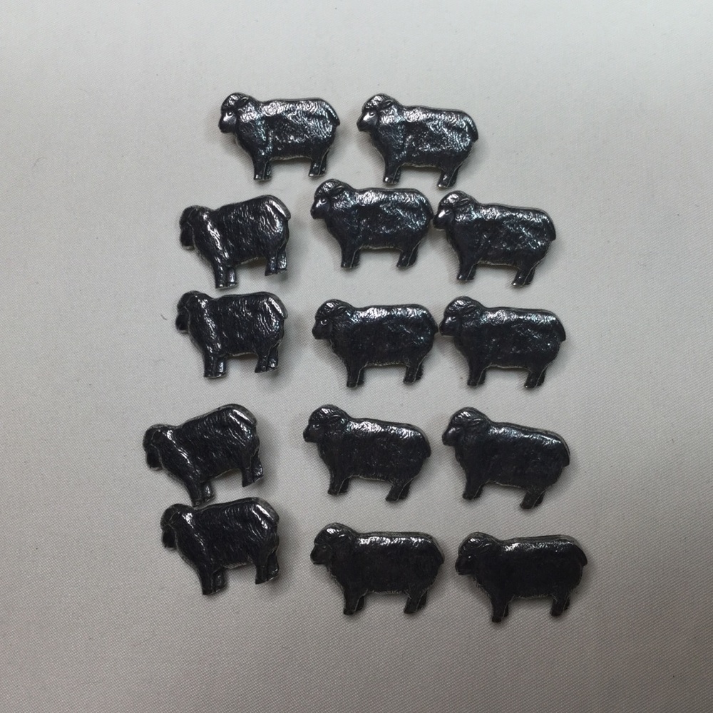 Vintage Danforth Pewter Set Of 14 Sheep Buttons